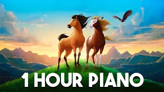 [1 Hour] Spirit Stallion of the Cimarron (Calm Piano + Rain ASMR) | Study, Work, Ambience...