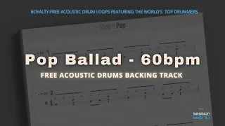 Free Acoustic Drums Backing Tracks: Pop Ballad - 60bpm