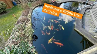 Benjamin’s mehrfach umgebauter und optimierter 70000 Liter Koi Teich!