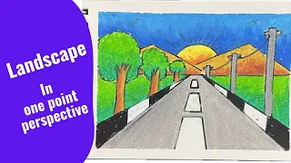 Landscape in one point perspective / step by step tutorial with art with Joshi #art #artwithjoshi