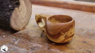 Making kuksa cup from olive wood