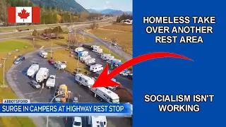RV Homeless Camp Takes Over Another Rest Area in Canada #wacko
