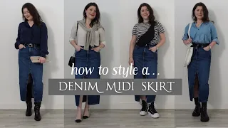 Styling a Denim Midi Skirt 5 ways | Spring Style | Outfit Ideas