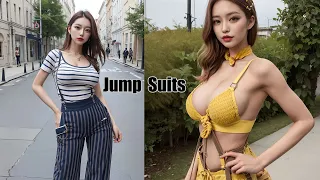 [4k Ai Art AI 룩북]  Fashion model Jumpsuit Try on X 여자친구 멜빵 패션 화보 데이트