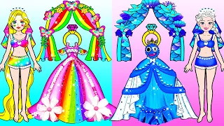 Costume Rainbow Bride VS Frozen Bride #2 - Barbie Wedding Handmade - Lovely Barbie