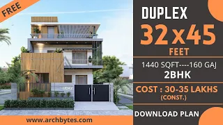 32x45 House Design - Spacious 2BHK House Plan | 8X14 Meters | 160 Gaj | Terrace Garden | ArchBytes