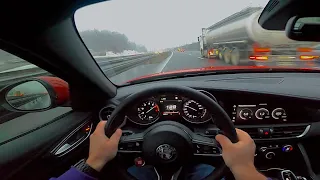 2021 Alfa Romeo Giulia Quadrifoglio POV Test Drive custom exhaust sound powerslide and acceleraction