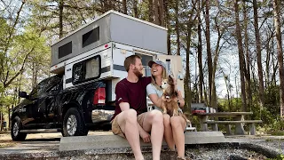 TRUCK CAMPER LIFE - Camping in our Newly Renovated Four Wheel Camper in Northern Arkansas!