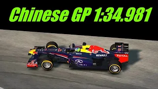 F1 2013 Game | RedBull @ Shanghai Chinese GP Hot Lap | 1:34.981 | onboard + TV
