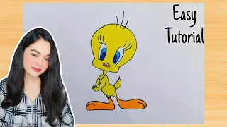 How to draw a Tweety Bird easy ( step by step ) | Tweety bird drawing | Cartoon Character Drawing