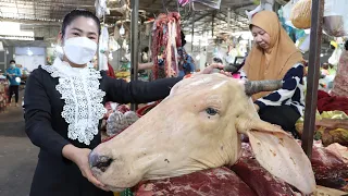 Market show, Buy cow head for cooking / Yummy food cooking / Countryside life TV