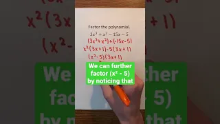 Factoring 3x³ + x² - 15x - 5 #Shorts #algebra #math #maths #mathematics #education #learn #learning