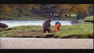 Man vs Grizzly Bear in Fight for Red Salmon in Very Funny John West Commercial Ad Filmed in Scotland