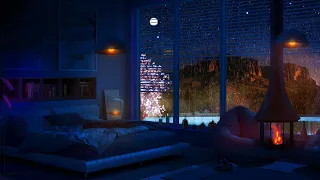 Rain On Lake From Inside a Cozy Bedroom | For Sleep, Study, Relaxation | 8 Hours of Soft Rain Sounds