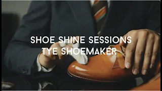 Shoe Shine Sessions - Shoe shining on a pair of TYE Shoemaker bespoke shoes