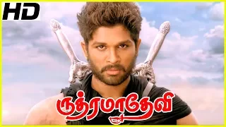 Rudhramadevi | Rudhramadevi Scenes | Anushka initiates building boundaries | Allu Arjun mass intro