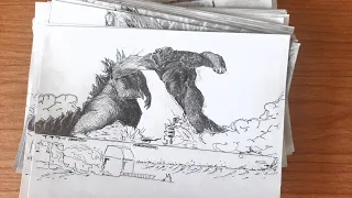 godzilla vs kong real drawing stopmotion animation flip book