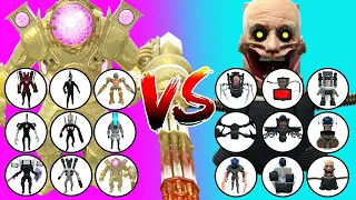 Skibidi toilet tournament ! 9VS9 Clockman Titan  VS Scientist Inventor Toilet In GARRYS MOD