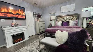 Purple Master Bedroom  Day and Night Tour #glamvibes