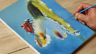 Painting a ladybug on a flower / Acrylic Painting / Vadym art