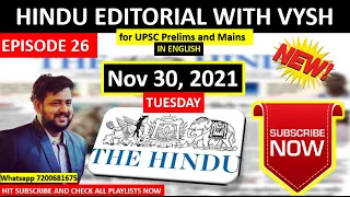 BEST Hindu Editorial in English | Hindu EDITORIAL in English | 30th November 2021 | By Vysh | HINDU