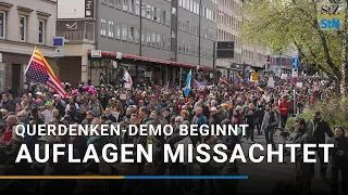 Querdenken-Demo in Stuttgart beginnt: Auflagen werden missachtet