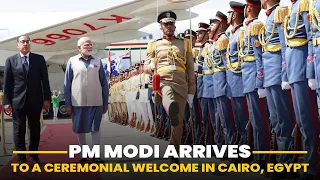 PM Modi arrives to a ceremonial welcome in Cairo, Egypt