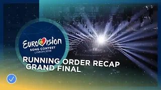 OFFICIAL RECAP: The 26 participants in the Grand Final of the 2018 Eurovision Song Contest