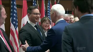 Conservative Leader Pierre Poilievre introduces himself to U.S. President Joe Biden