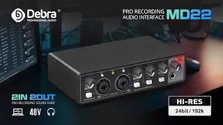 D Debra USB Audio Interface 24 Bit/192 KHz with XLR, Phantom Power, Direct Monitoring