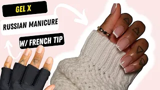 How To Do Gel X Russian Manicure At Home | DIY Step By Step | Beginner Friendly | French Tip