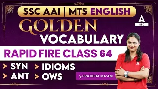 Most Important  Previous Year Vocabulary Words for SSC MTS & AAI JE | By Pratibha Mam | Class 64