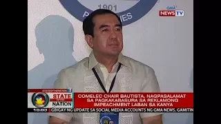 Impeachment complaint laban kay Comelec chair Bautista, ibinasura ng House Committee on Justice