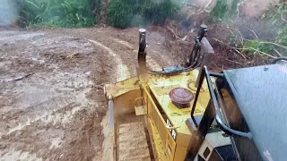 Epic Moment Dozer Operator Stuck in The Overflowing River During Heavy Rain
