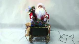 Music Move Fiber Optic Handmade Collect Santa Claus Doll on Sledge Xmas Decor SDFE1801A