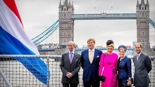 Koning willem-Alexander, koningin Máxima op Ms Zeeland met Hertog van Kent en Sophie en Edward