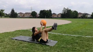 Med Ball Ab Crunch with Legs Elevated