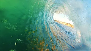Golden Sunset Tubes - Bingin - Surfing Bali, (POV & Raw Land Footage)