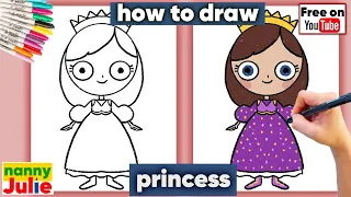 How to draw new kawaii princess for kids | How to draw a girl | Nanny Julie