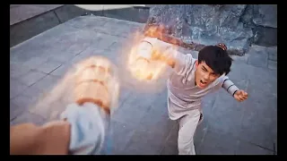 Kung-fu boy action scene