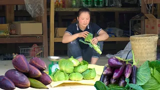 Picking garden vegetables to make pickles, Harvesting cabbage, eggplants, Bringing to the market