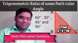 Trigonometric Ratio | of some particular angles | Important Questions of Trigonometry |  class 10 |