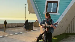 Heart Of Gold, Neil Young cover by Gorran from The Big Push band. Busking. Brighton Seafront. 11