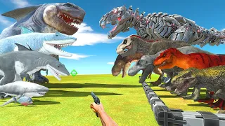 FPS Avatar Rescues T-REX Evolution and Fights King Shark Evolution - Animal Revolt Battle Simulator