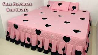 Black Pink Bed Cover | How to make a simple pleated bedsheet | Full Tutorial for beginners