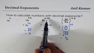 How to calculate simple Numbers with Decimal Exponents