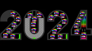 Happy New Year 2024 - The Alphabet 16 Legs Eliminations Marble Race in Algodoo