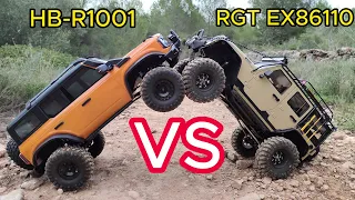 RC CRAWLER,RGT 86110 VS HB-R1001, jeep wrangler VS bronco,1/10 SCALE  CRAWLER