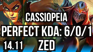 CASSIOPEIA vs ZED (MID) | 6/0/1, 1700+ games, Dominating | KR Master | 14.11