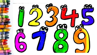 Learn Counting, 123 Numbers, Numbers Drawing coloring for Kids & Toddlers,lets learn to write number